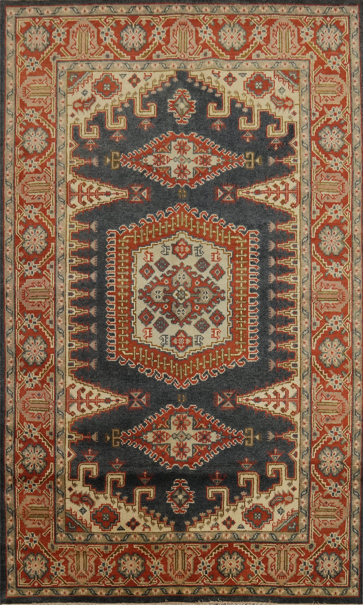 Geometric Viss Indian Area Rug 6x9