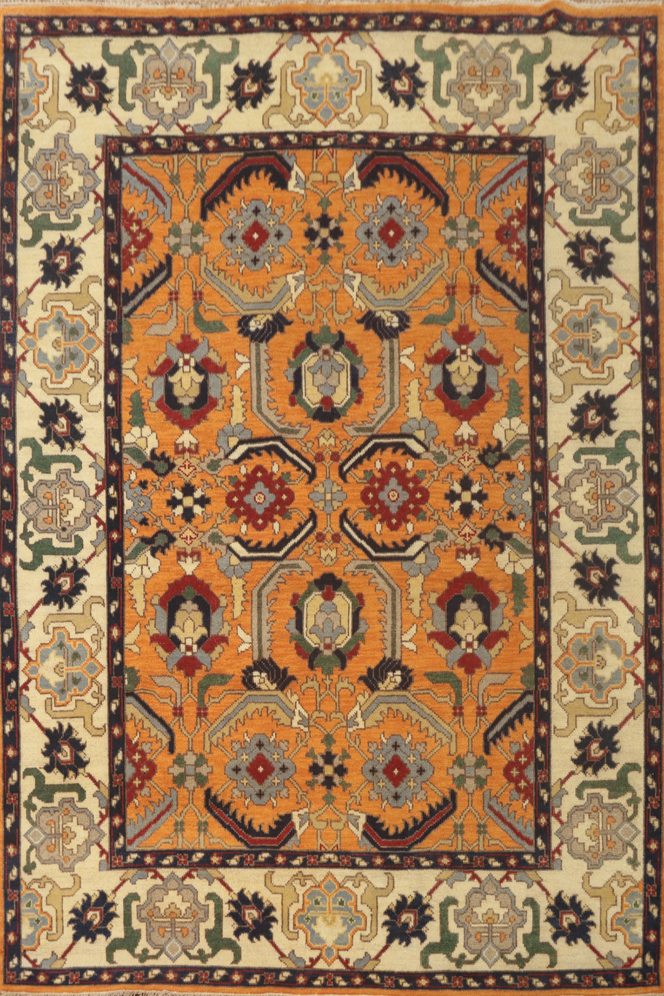 Orange Wool Oushak Living Room Area Rug 8x10