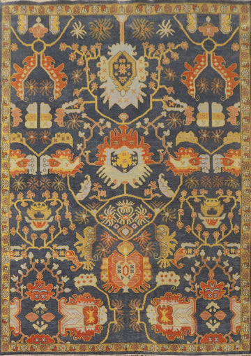 Handmade Blue Oushak Living Room Area Rug 8x10