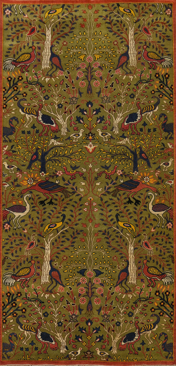 Animals Design Green Ziegler Handmade Large Rug 8x16