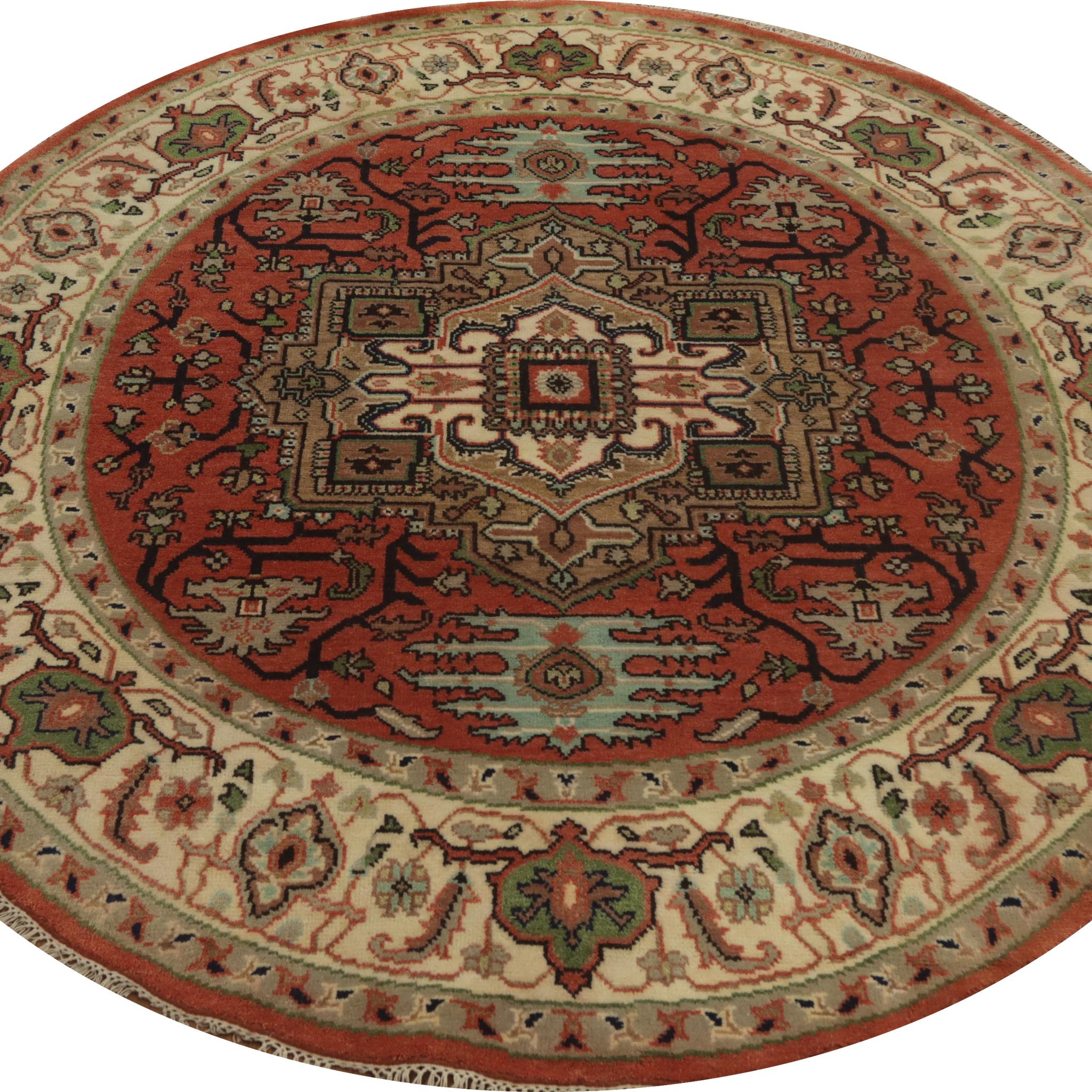 Geometric Heriz Serapi Round Area Rug 8x8
