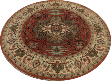Geometric Heriz Serapi Round Area Rug 8x8