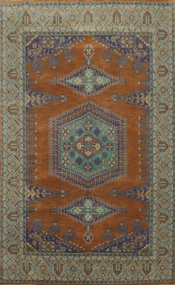 Orange Wool Geometric Viss Large Area Rug 9x12