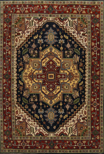 Geometric Heriz Serapi Indian Large Rug 10x14