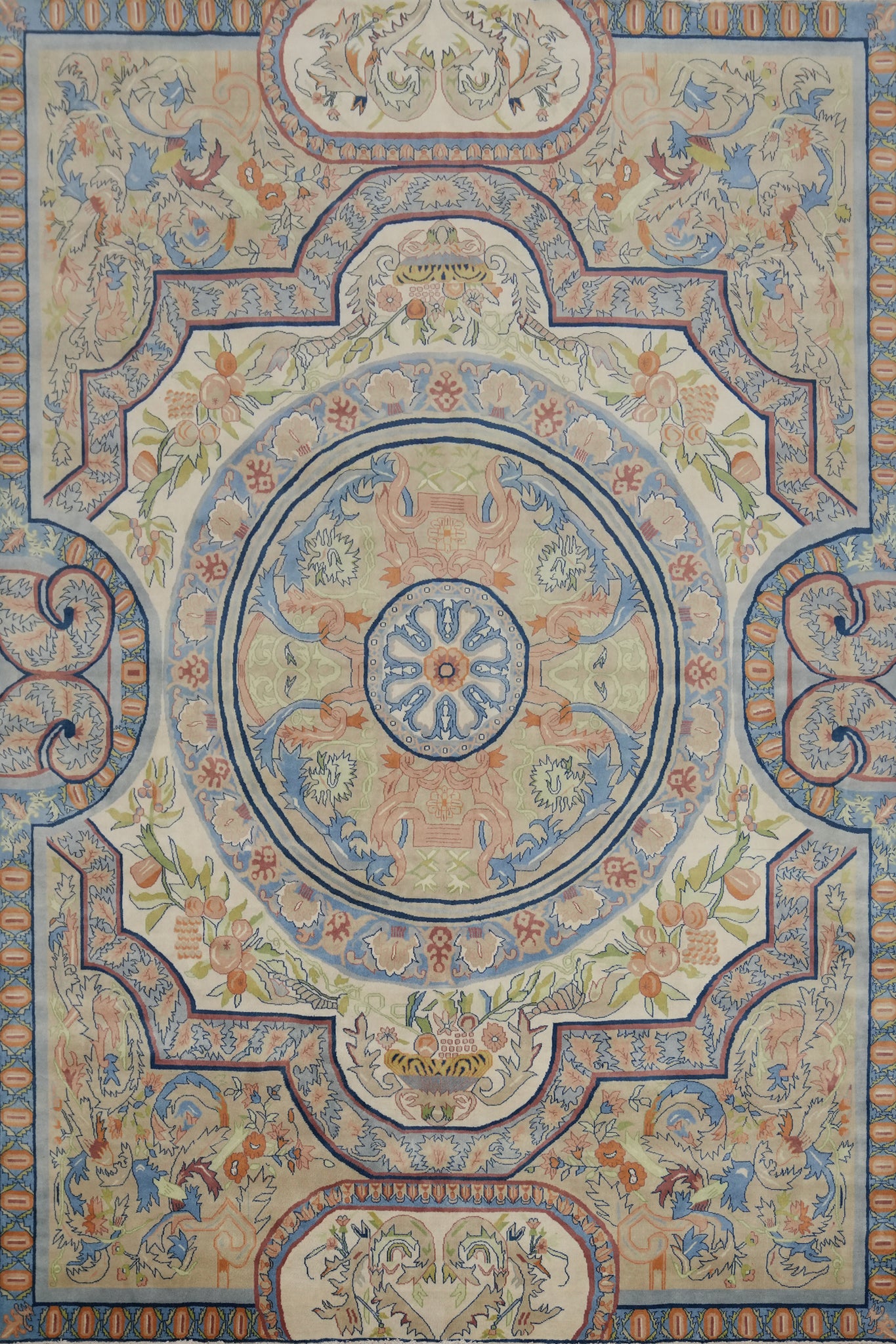 Victorian Style Aubusson Vegetable Dye Area Rug 9x12