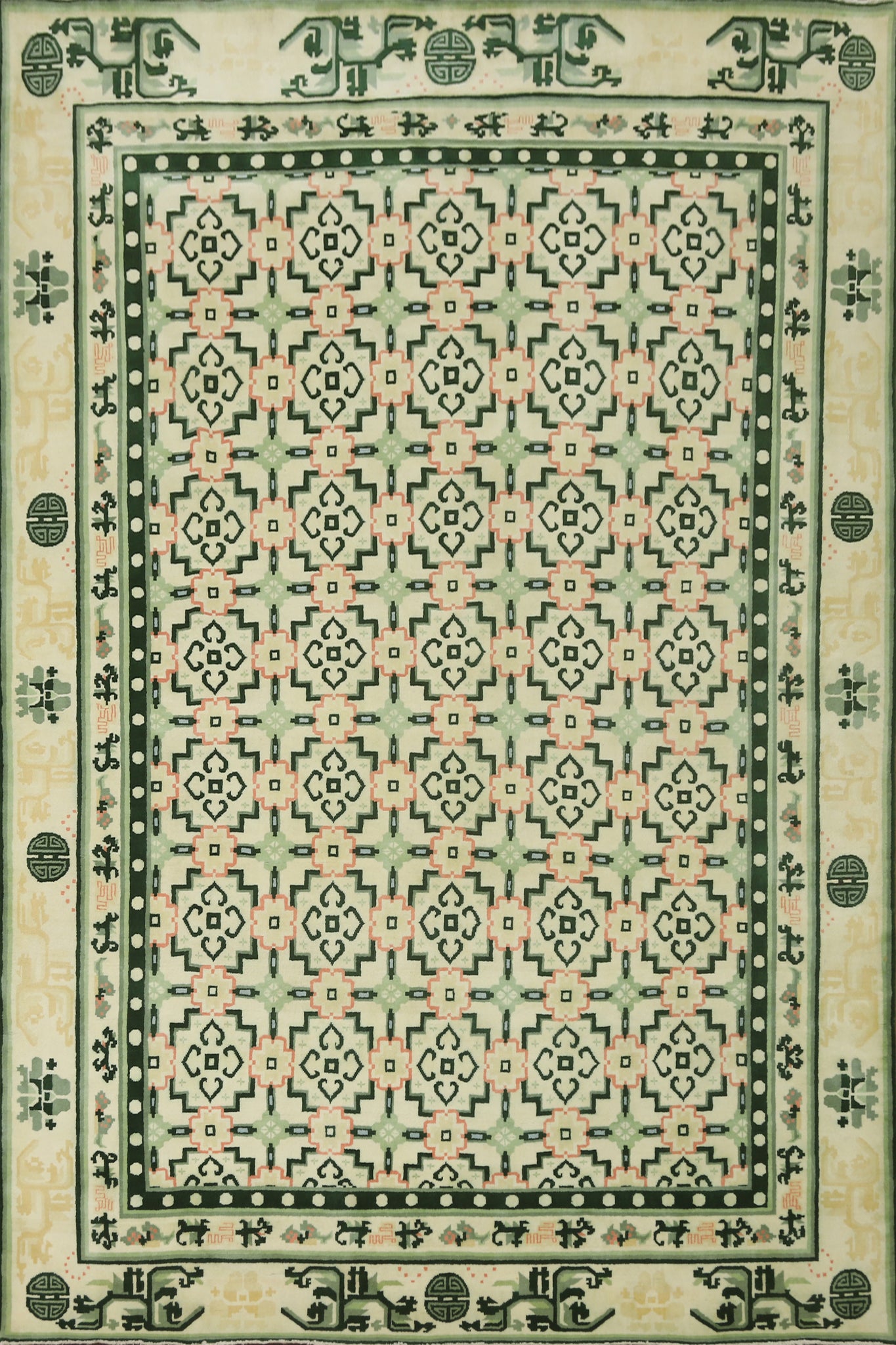 Geometric Art Deco Vegetable Dye Area Rug 9x12