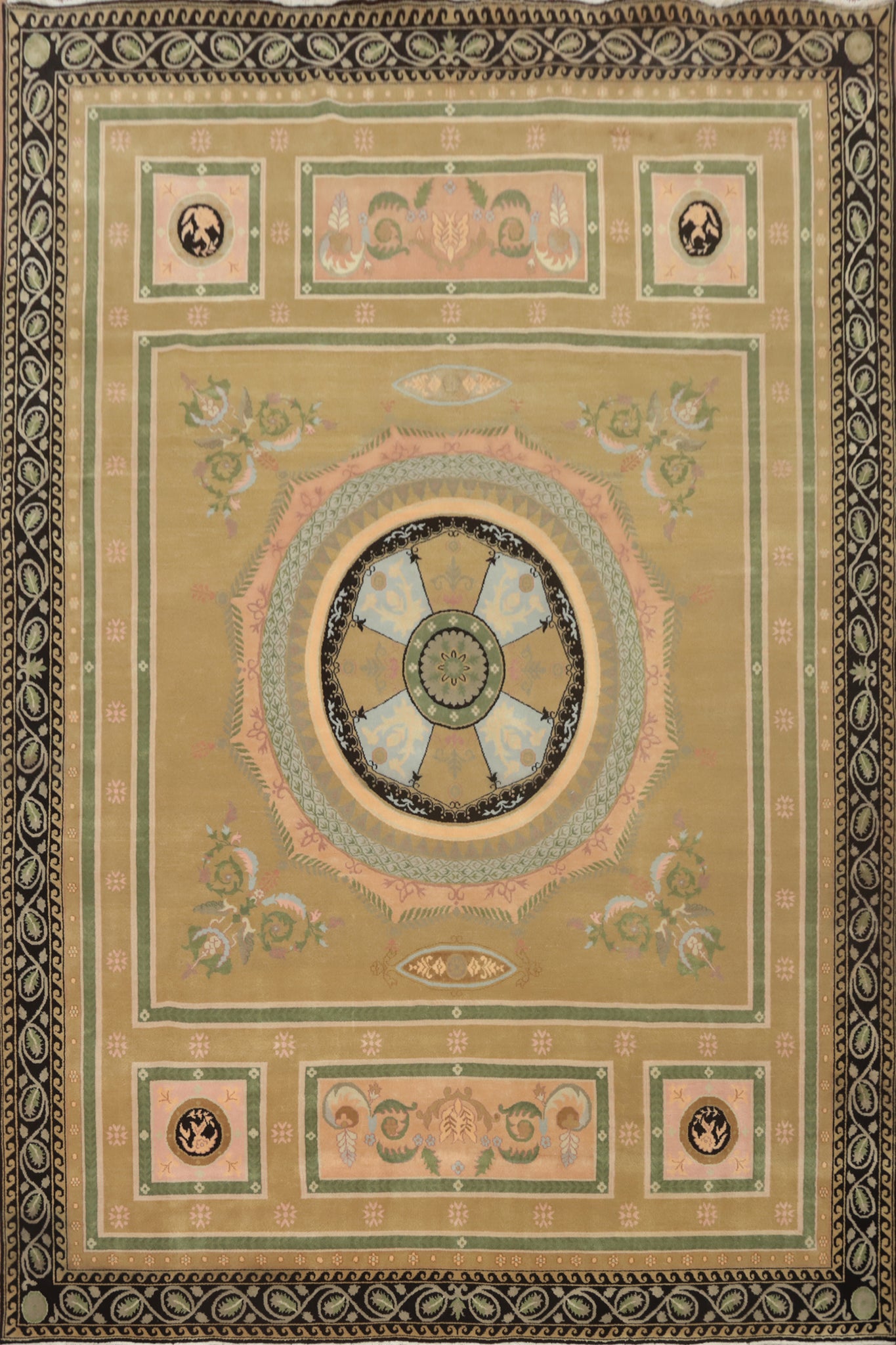 Vegetable Dye Aubusson Large Area Rug 9x12