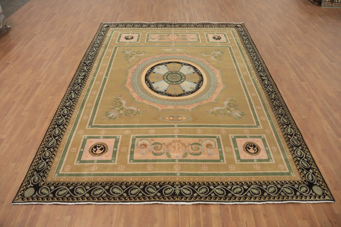 Vegetable Dye Aubusson Large Area Rug 9x12