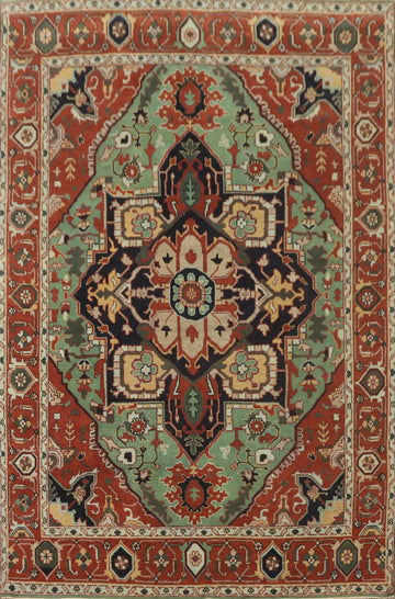 Green Wool Heriz Serapi Large Area Rug 9x12