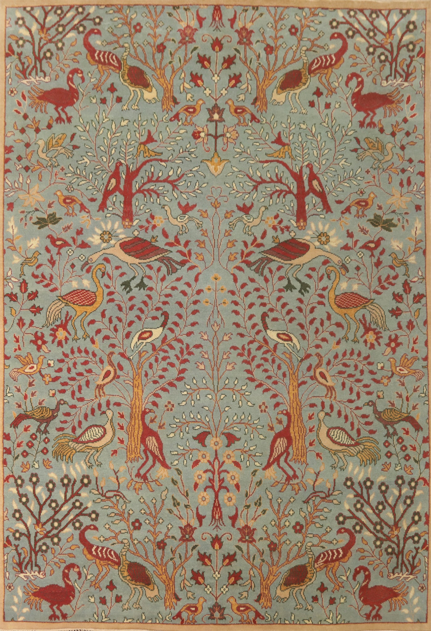 Animals Design Blue Ziegler Wool Large Rug 10x14