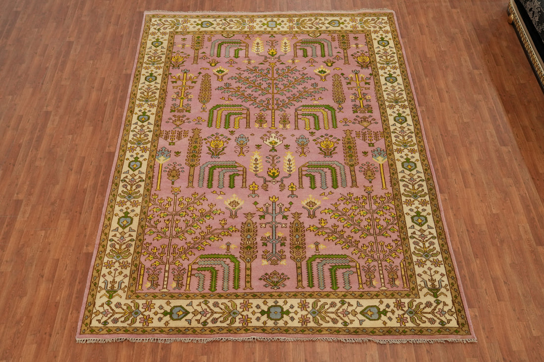 Handmade Pink Oushak Large Area Rug 9x12