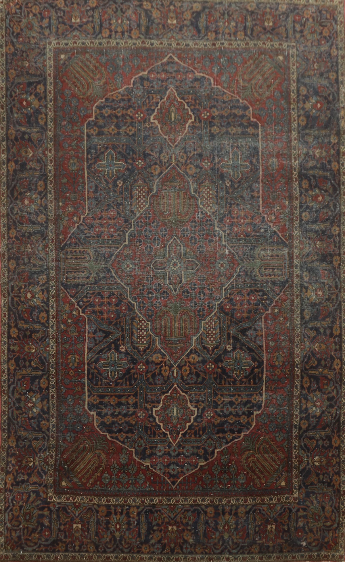 Pre-1900 Antique Vegetable Dye Kashan Persian Rug 4x6