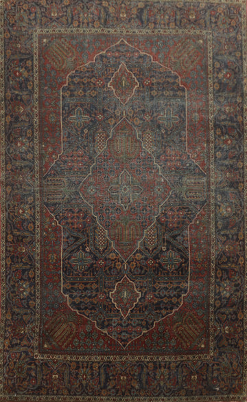 Pre-1900 Antique Vegetable Dye Kashan Persian Rug 4x6