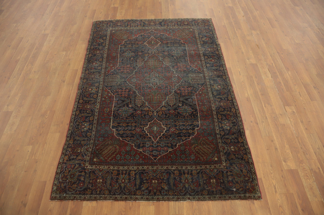 Pre-1900 Antique Vegetable Dye Kashan Persian Rug 4x6