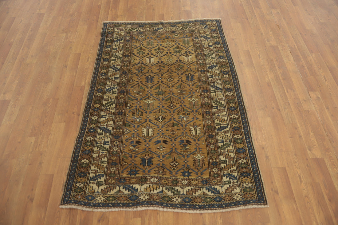 Pre-1900 Antique Shirvan Vegetable Dye Rug 4x5