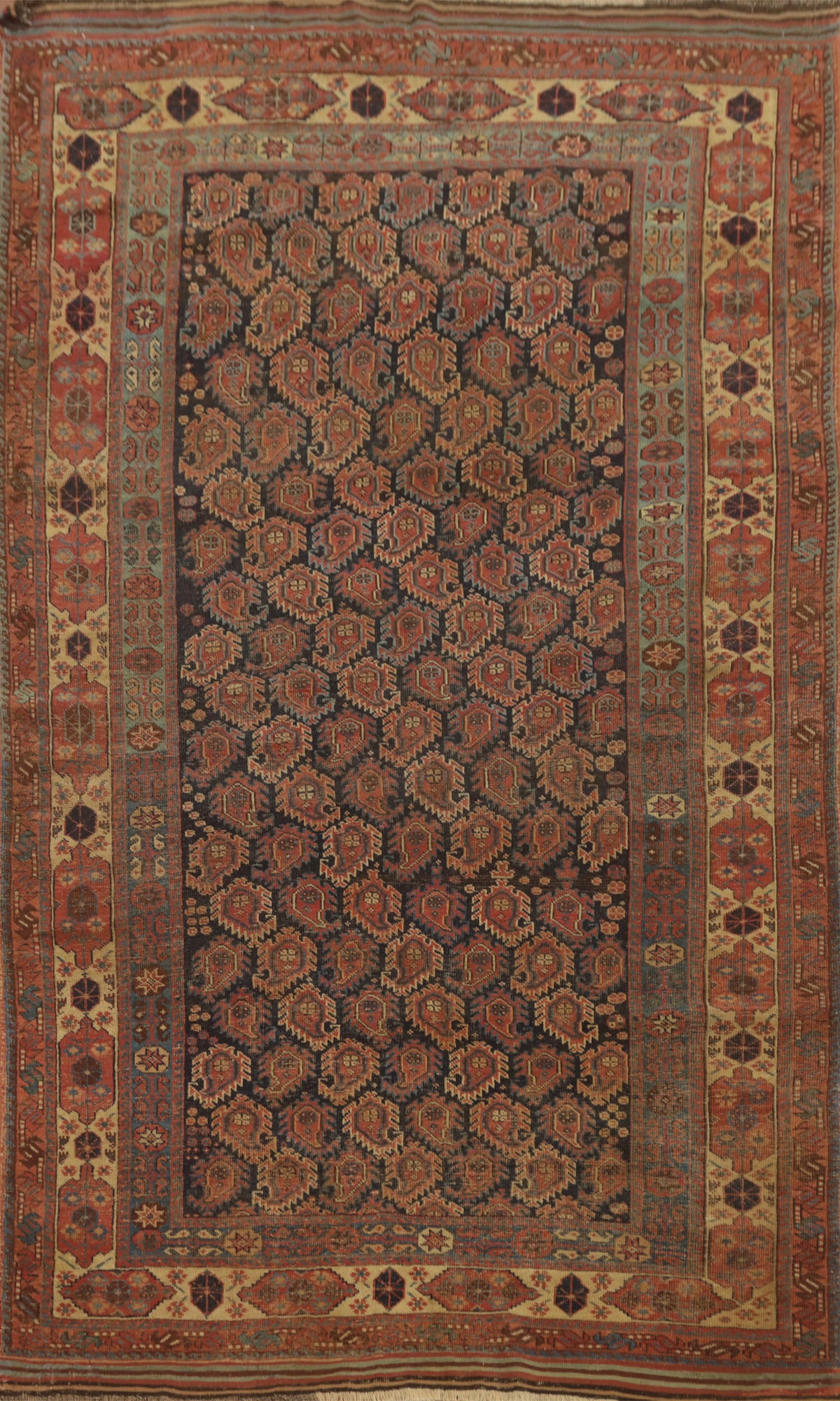 Pre-1900 Antique Kazak Vegetable Dye Area Rug 5x9