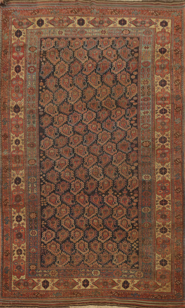 Pre-1900 Antique Kazak Vegetable Dye Area Rug 5x9