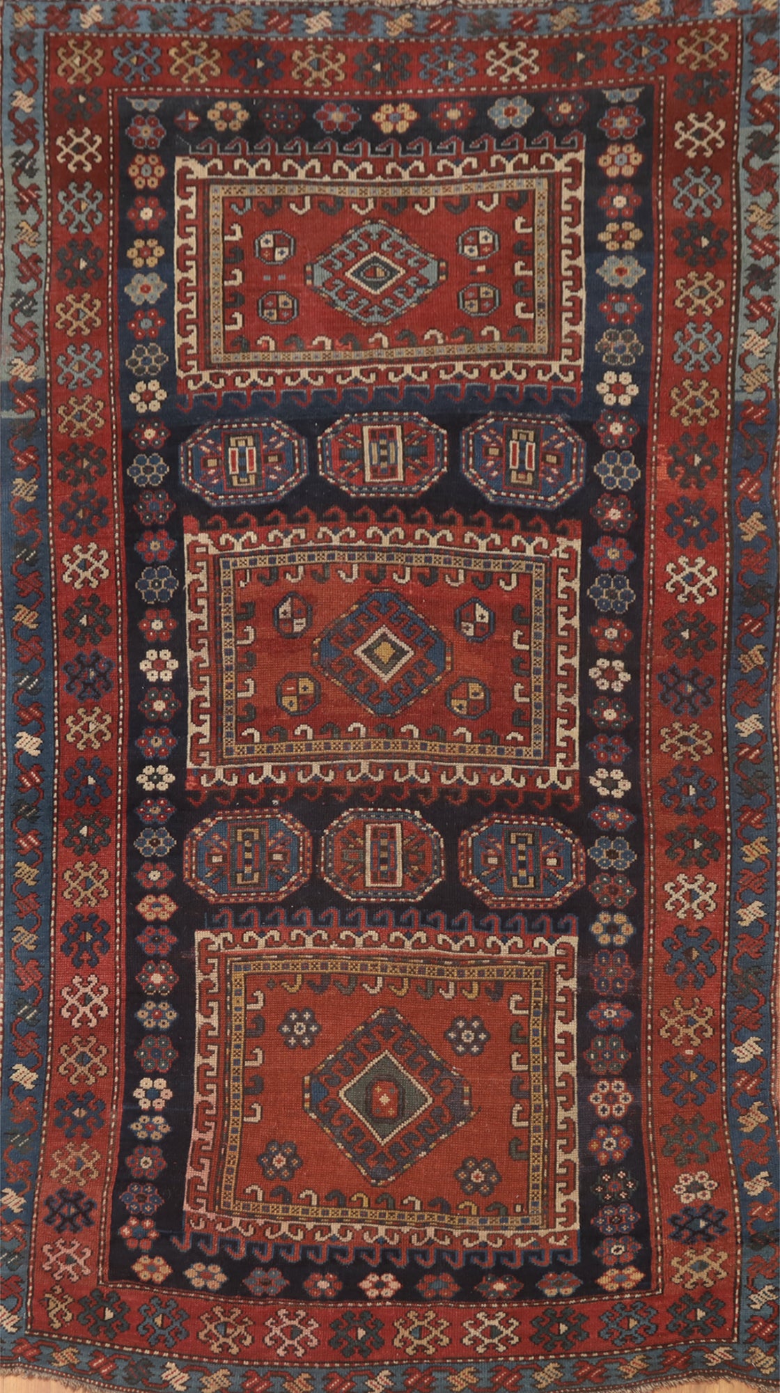 Pre-1900 Antique Kazak Vegetable Dye Area Rug 5x9