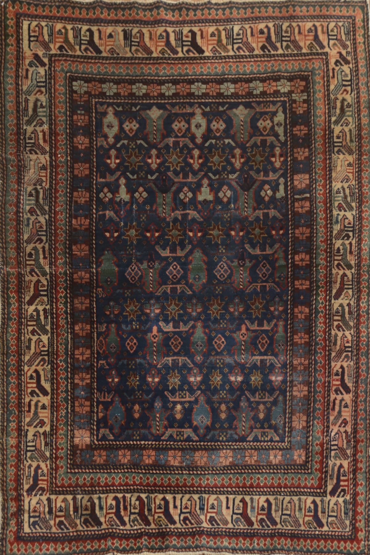 Pre-1900 Antique Shirvan Vegetable Dye Rug 3x4