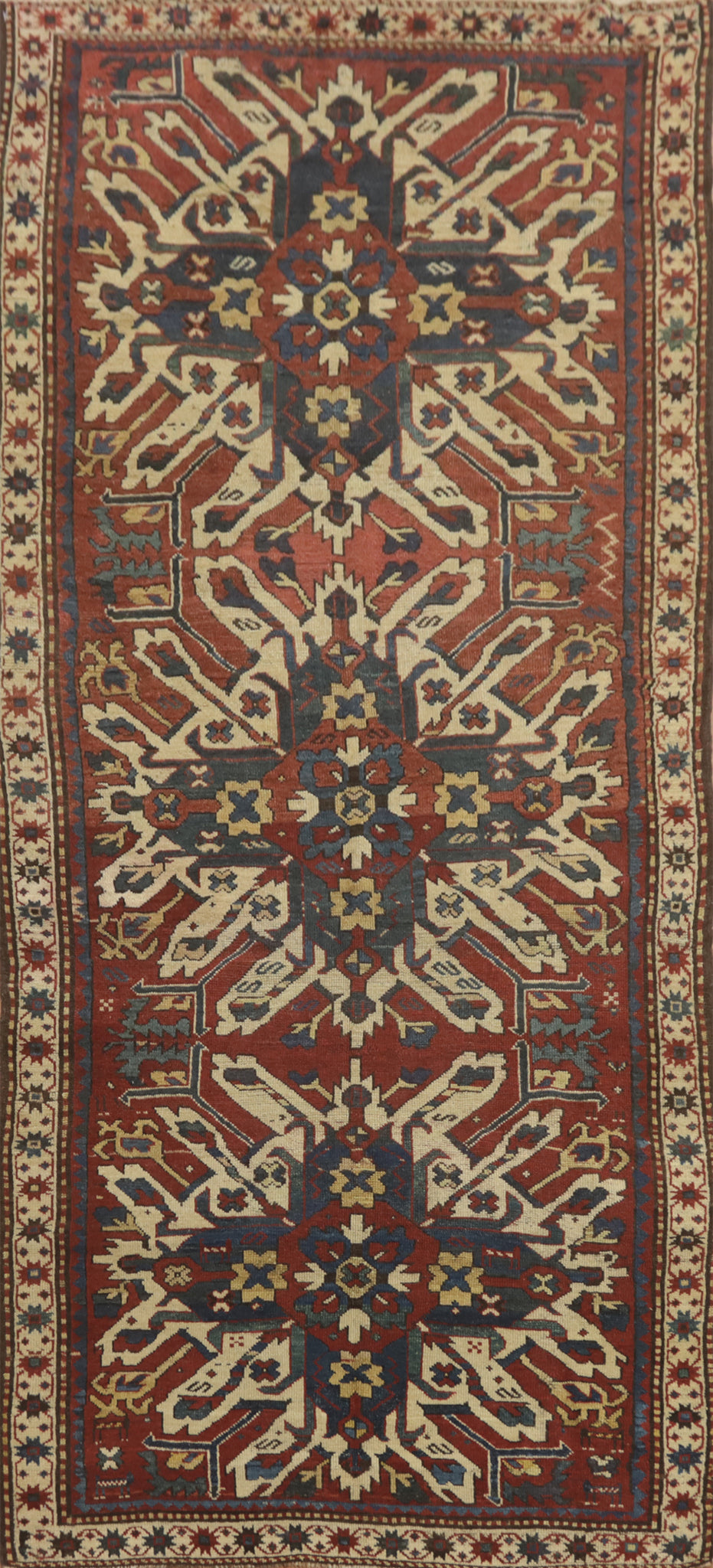 Pre-1900 Antique Kazak Vegetable Dye Runner Rug 4x10