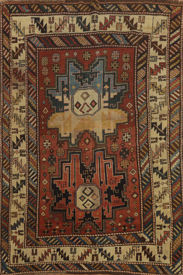 Pre-1900 Antique Shirvan Vegetable Dye Rug 3x4