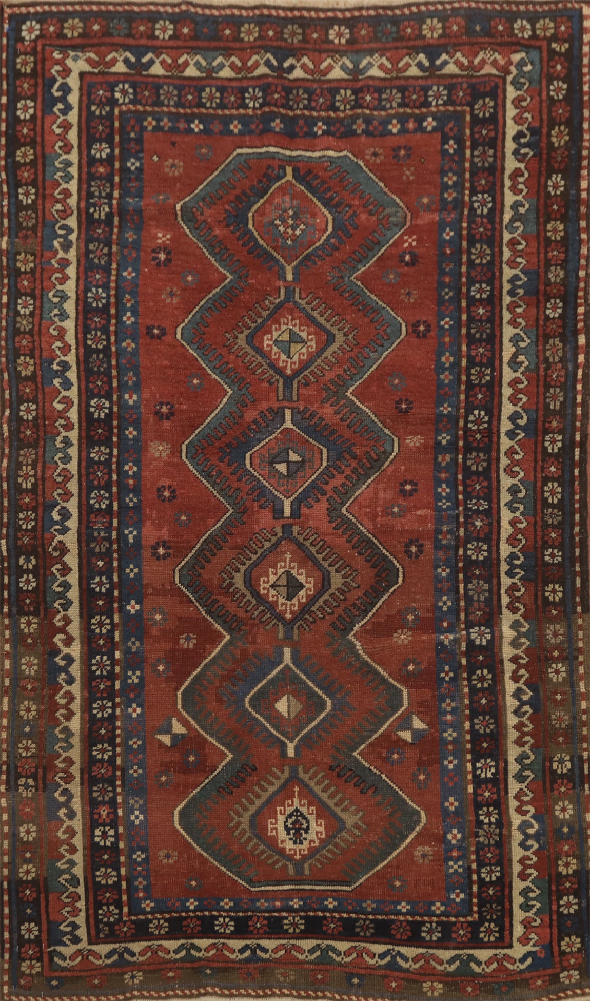 Pre-1900 Antique Kazak Vegetable Dye Rug 4x6