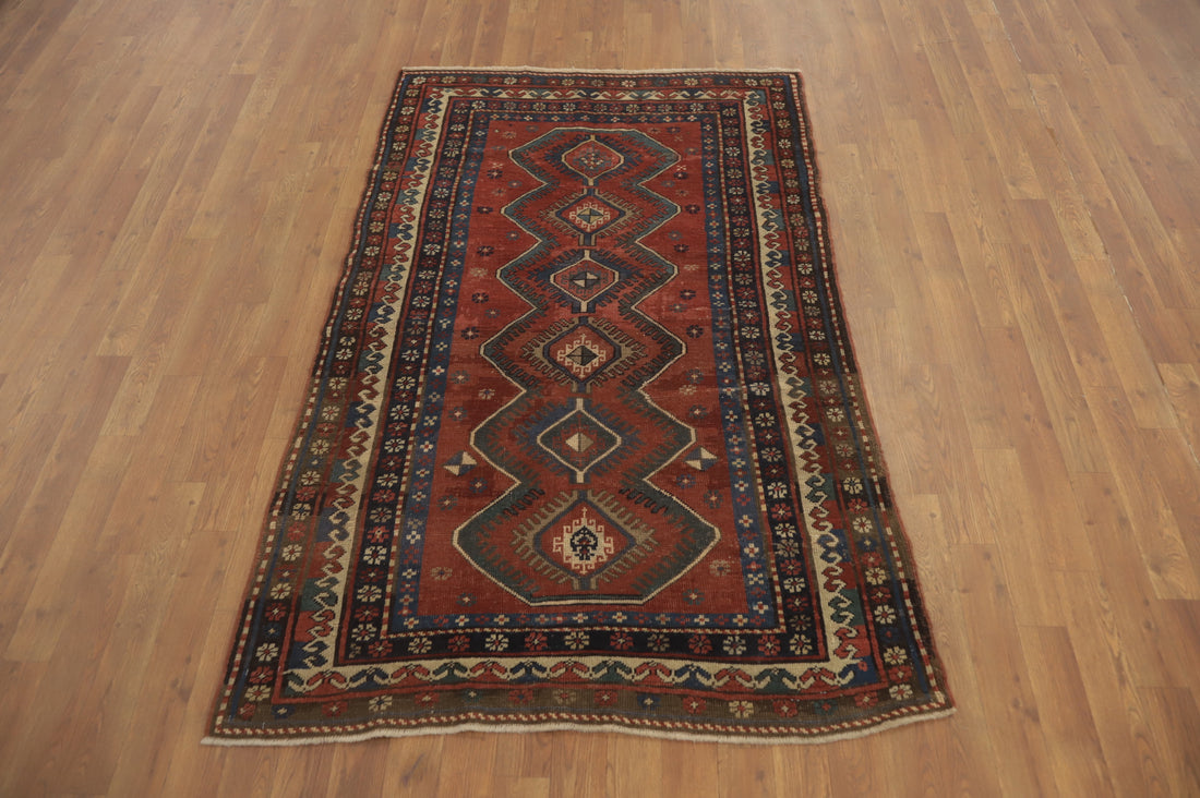 Pre-1900 Antique Kazak Vegetable Dye Rug 4x6