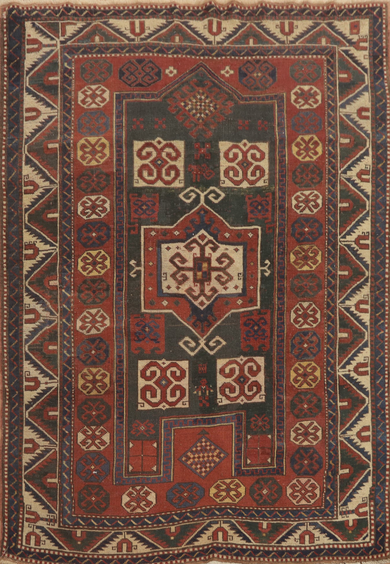 Pre-1900 Antique Kazak Vegetable Dye Rug 5x6
