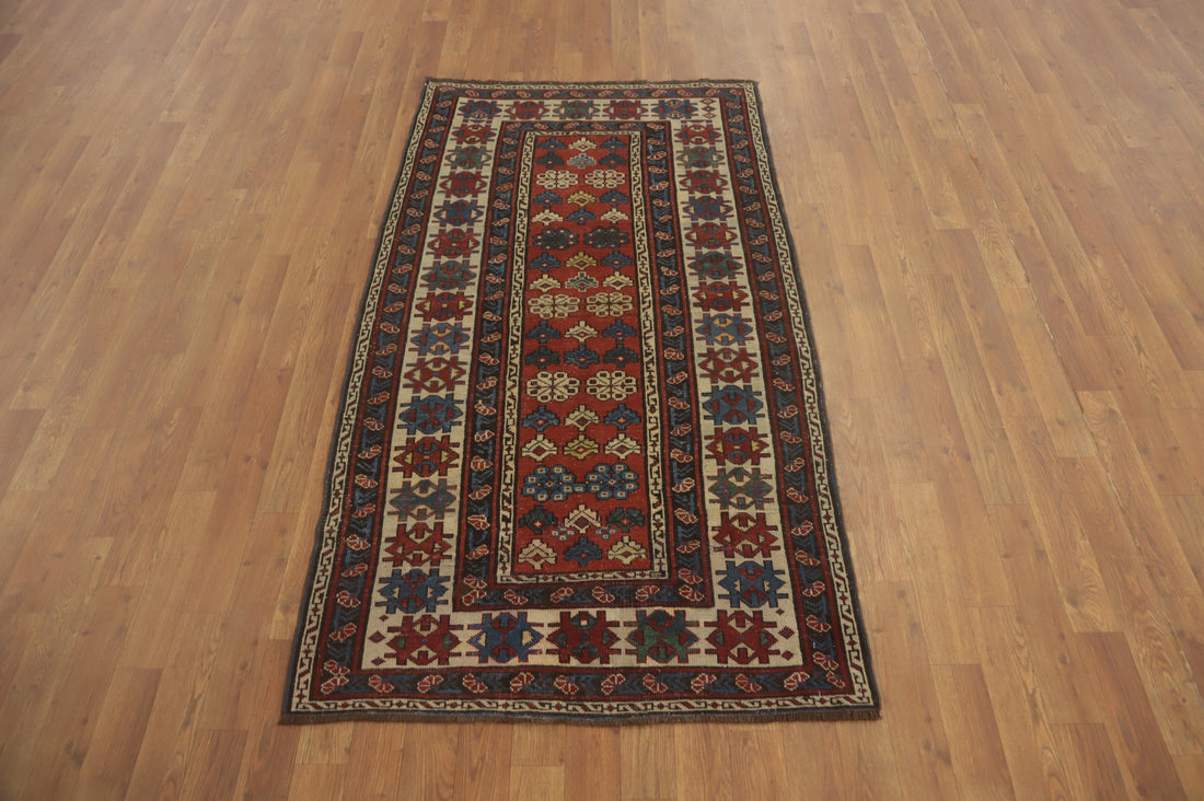 Pre-1900 Antique Kazak Vegetable Dye Rug 3x6
