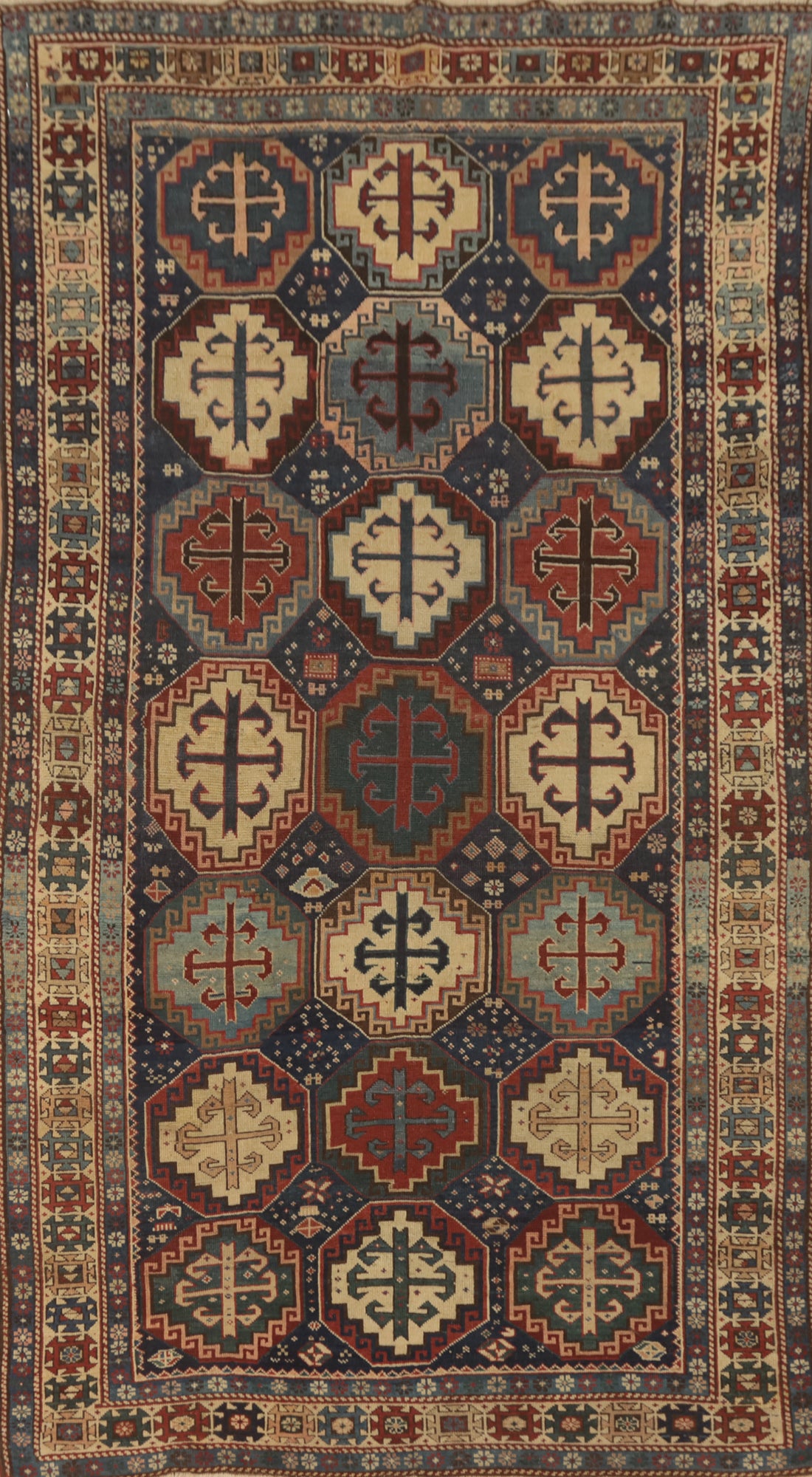 Pre-1900 Antique Kazak Vegetable Dye Rug 4x7