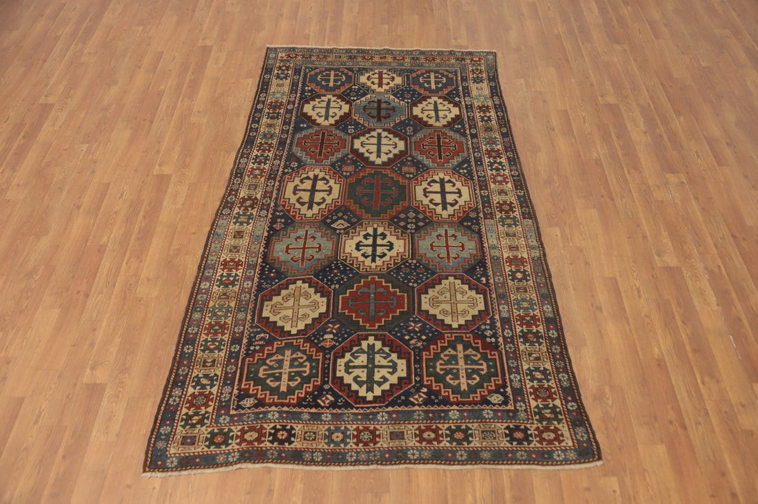 Pre-1900 Antique Kazak Vegetable Dye Rug 4x7