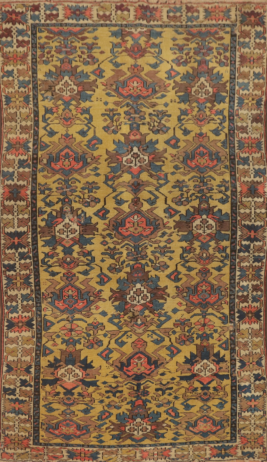 Pre-1900 Antique Kazak Vegetable Dye Rug 4x6