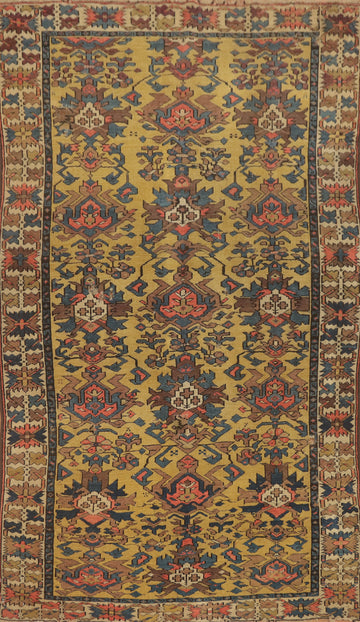 Pre-1900 Antique Kazak Vegetable Dye Rug 4x6