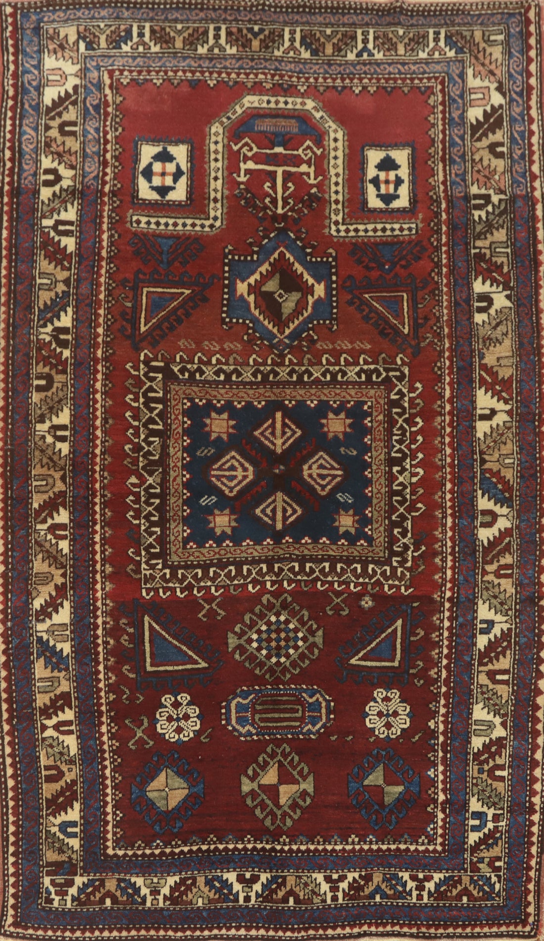 Antique Kazak Vegetable Dye Rug 5x7