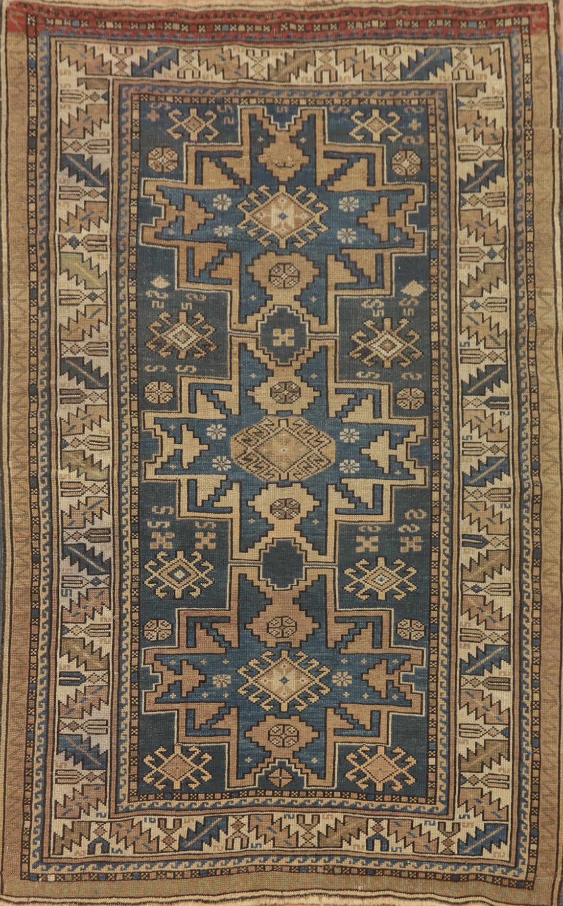 Pre-1900 Antique Kazak Vegetable Dye Rug 4x5