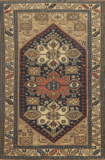 Pre-1900 Antique Shirvan Vegetable Dye Rug 4x5