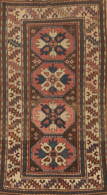 Pre-1900 Antique Kazak Vegetable Dye Rug 3x6