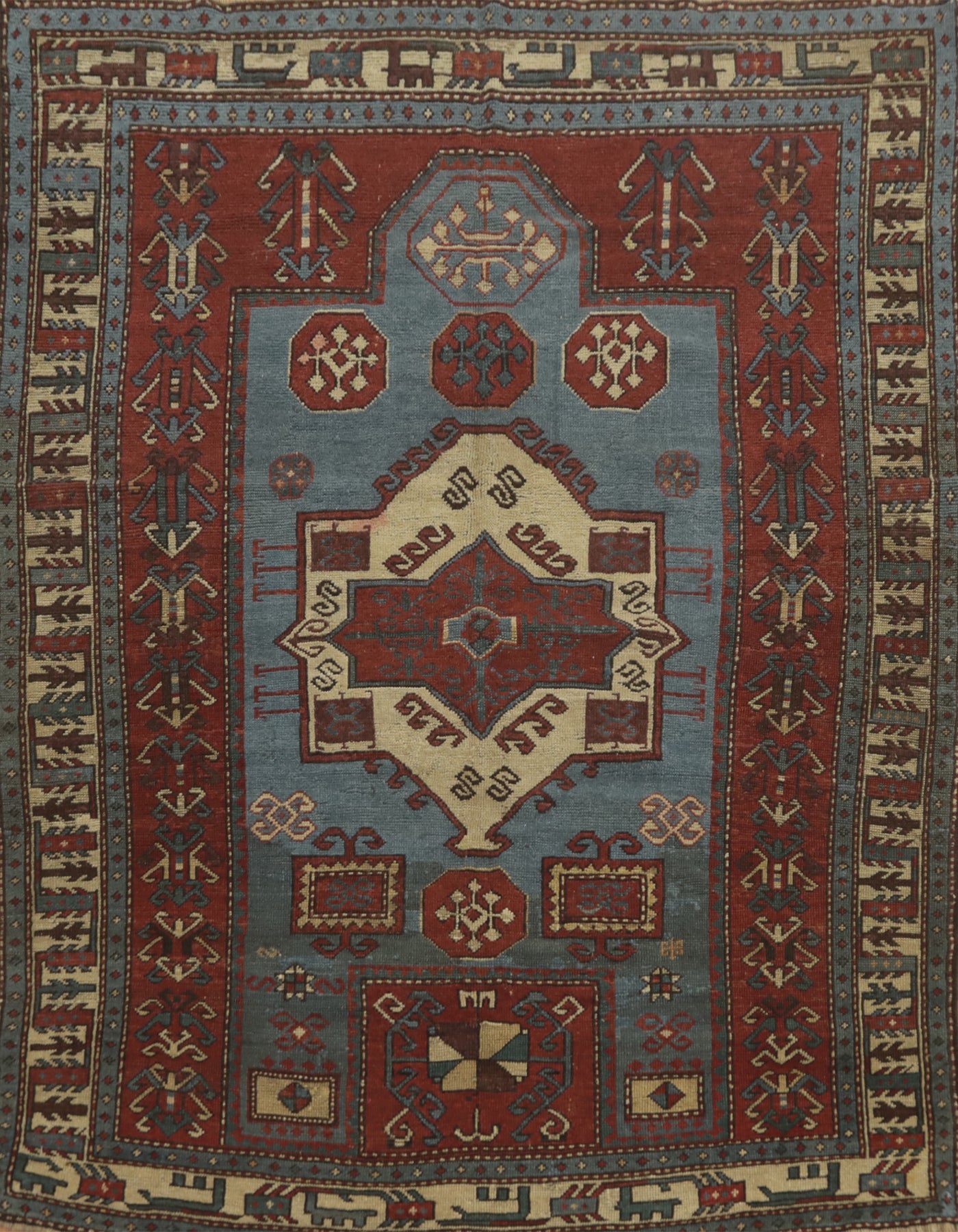 Pre-1900 Antique Kazak Vegetable Dye Rug 5x6