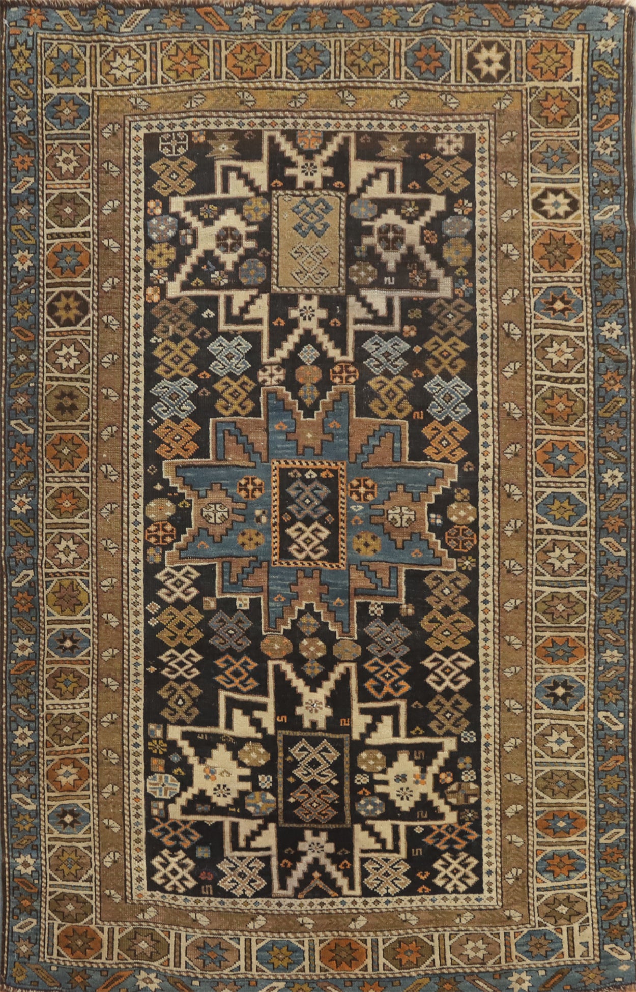 Pre-1900 Antique Shirvan Vegetable Dye Rug 4x5