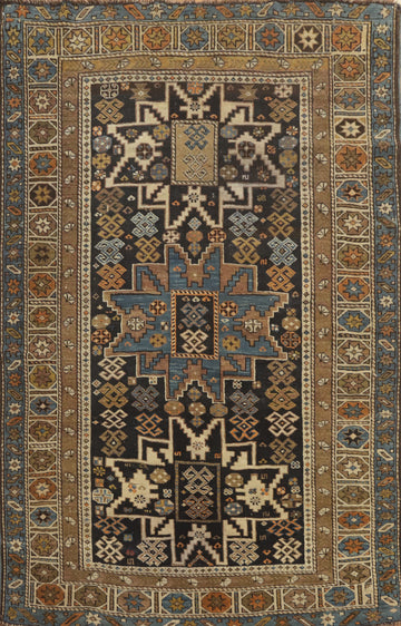 Pre-1900 Antique Shirvan Vegetable Dye Rug 4x5