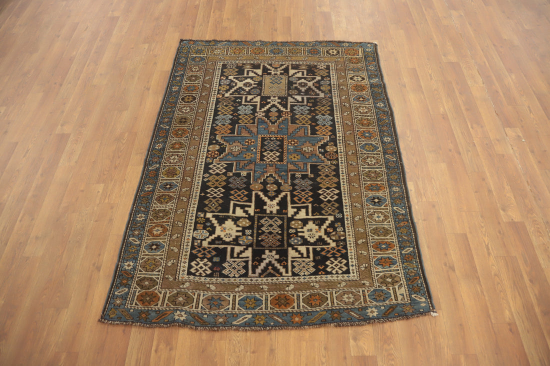 Pre-1900 Antique Shirvan Vegetable Dye Rug 4x5