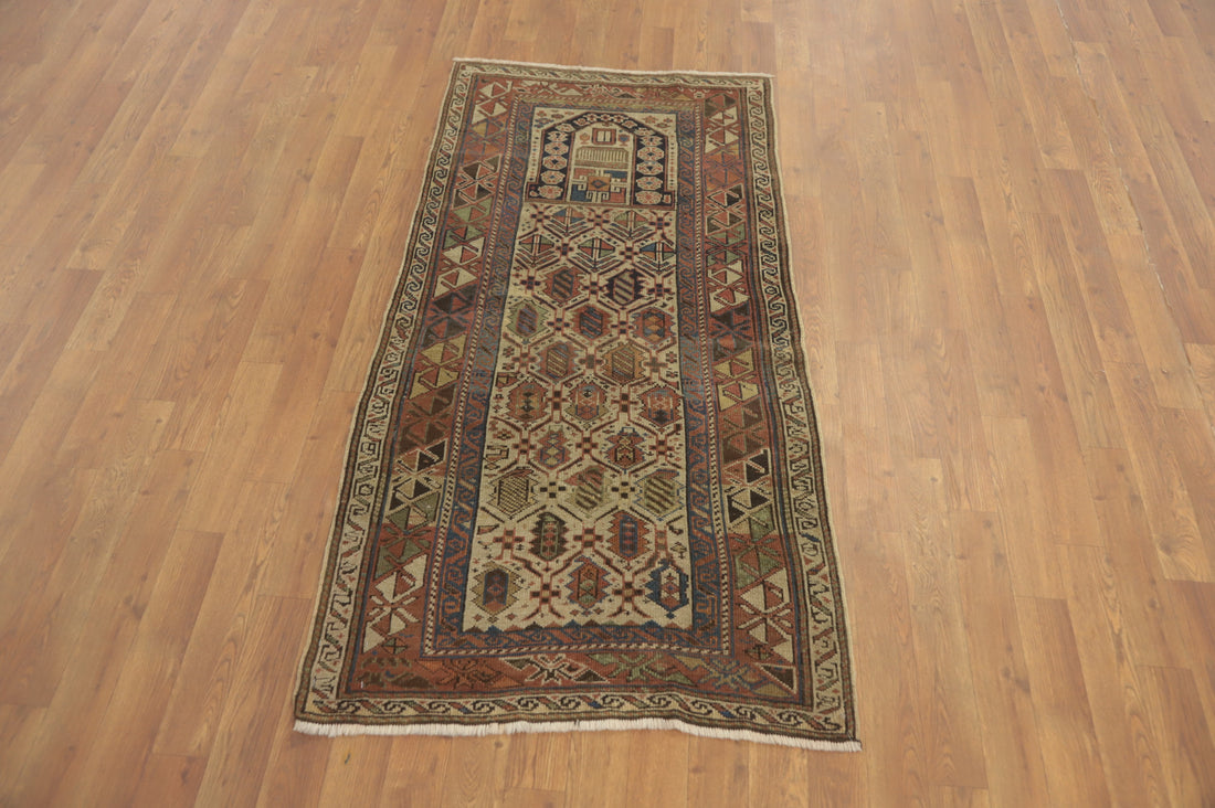 Pre-1900 Antique Kazak Vegetable Dye Rug 3x5
