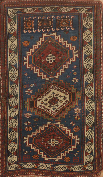 Pre-1900 Antique Kazak Vegetable Dye Rug 3x6