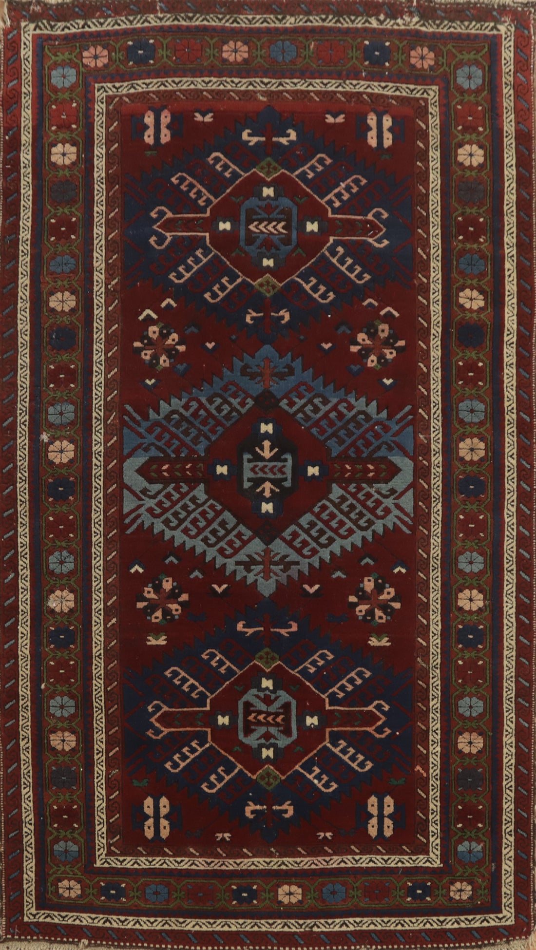 Pre-1900 Antique Vegetable Dye Kazak Oriental Rug 4x6