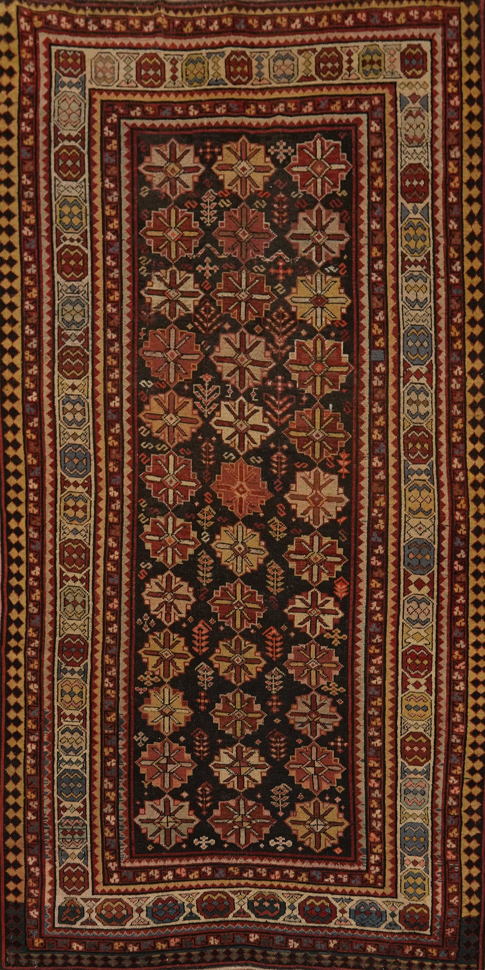 Pre-1900 Antique Vegetable Dye Kazak Oriental Rug 4x8