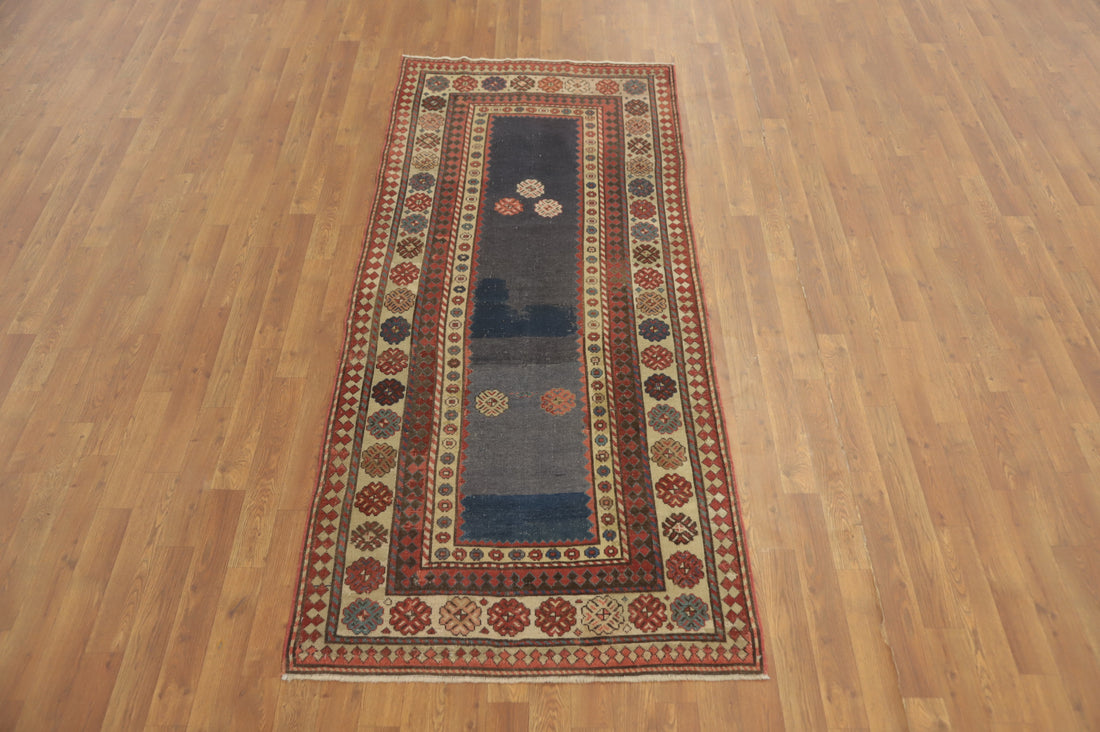 Pre-1900 Antique Kazak Vegetable Dye Runner Rug 3x8