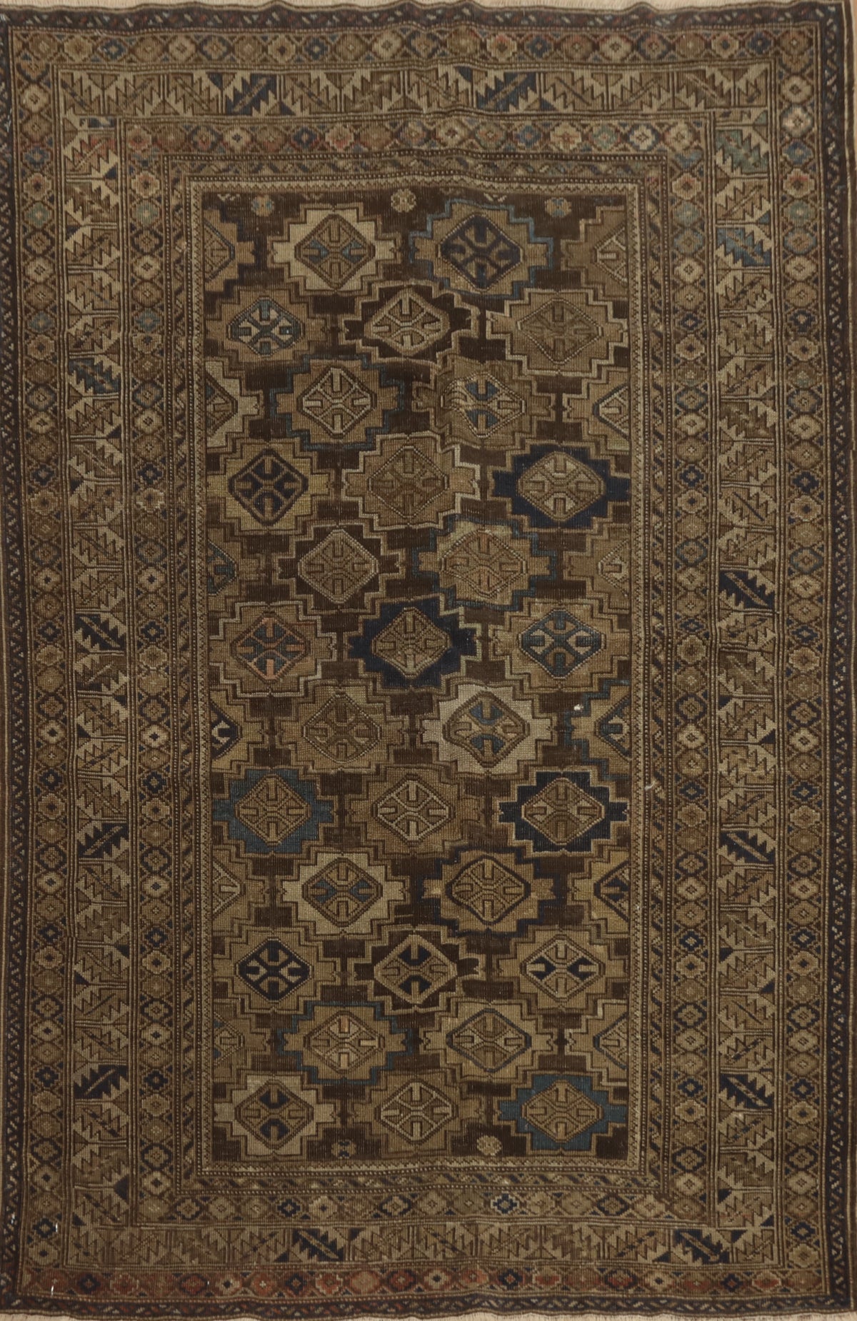 Pre-1900 Antique Kazak Vegetable Dye Rug 4x5