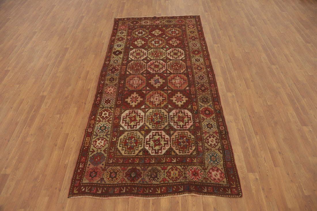 Pre-1900 Antique Vegetable Dye Kazak Oriental Rug 5x10