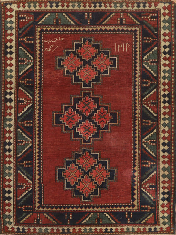 Pre-1900 Antique Kazak Vegetable Dye Rug 3x4