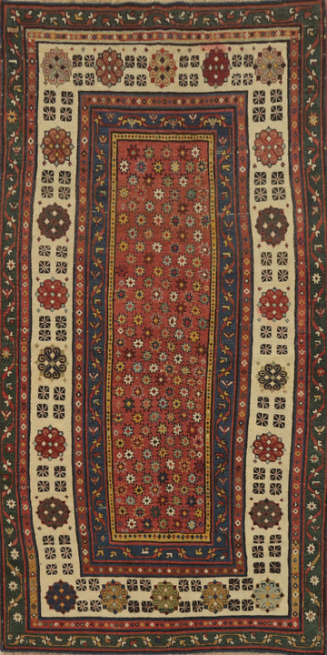 Pre-1900 Antique Kazak Vegetable Dye Runner Rug 3x7